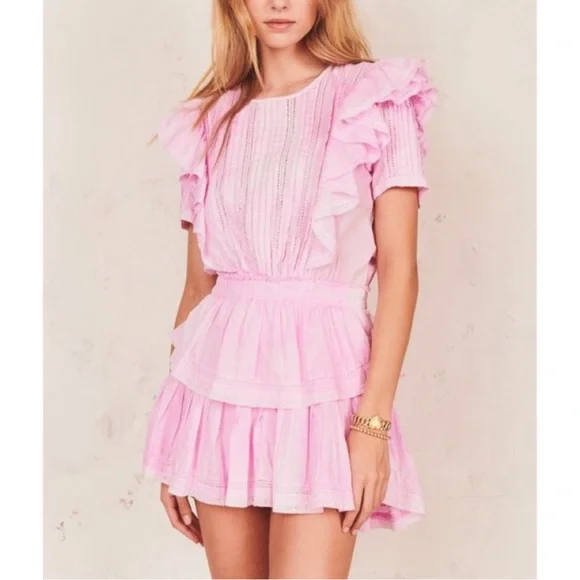 Love Shack Fancy | Natasha Pink Tie Dye Mini Dress - Picture 1 of 9